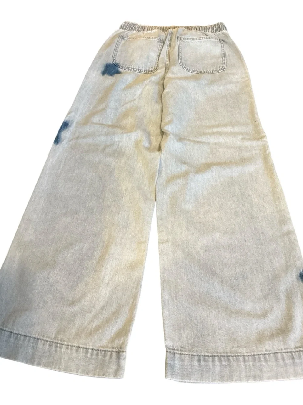 GAP Kids Cream Wide-Leg Pants with Blue Star Patches size xl 12